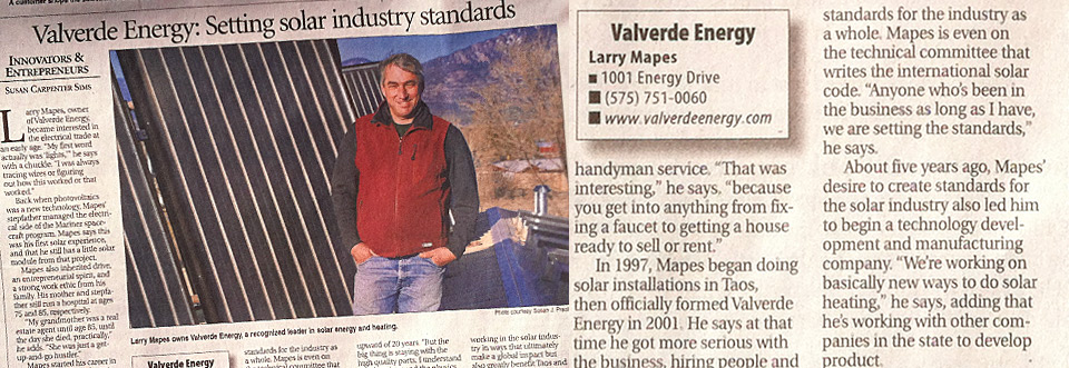 Valverde Energy Featured in the Taos News!